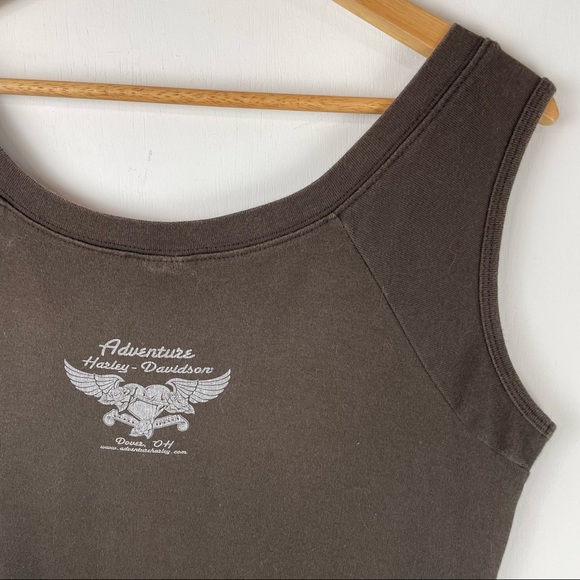 Vtg Y2K Harley Davidson Sleeveless Top Logo Graphic Brown Sz Large - Picture 9 of 10